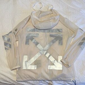 Moncler Light Pink Jacket with Silver and Red Logo Patch